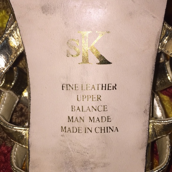 Gold Strappy Heels - Fine Leather! - Picture 4 of 5